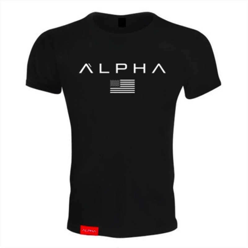 Männer Baumwolle Marke T-shirt Casual Mode Gedruckt Schwarz t-shirt Fitnessstudios Fitness Bodybuilding Workout Tees Tops Männlich Sommer Kleidung