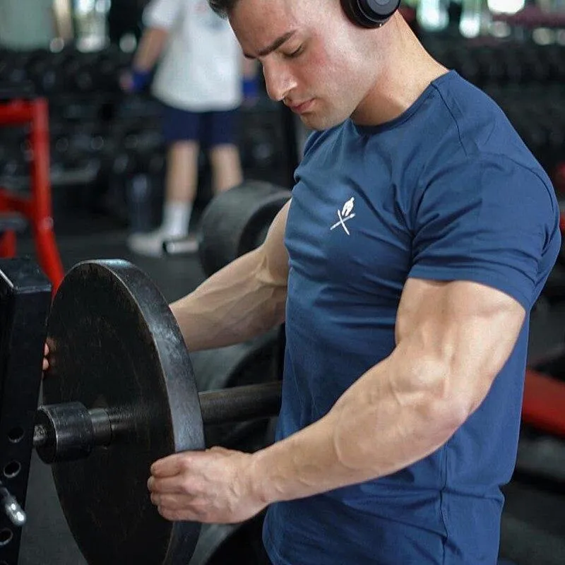 Männer Kurzarm Druck T-Shirt Turnhallen Fitness Bodybuilding Baumwolle Tops Männlich Casual Fashion Schlankes T-Shirt Jogger Man Workout Kleidung