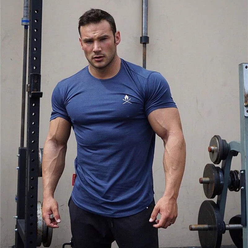 Männer Kurzarm Druck T-Shirt Turnhallen Fitness Bodybuilding Baumwolle Tops Männlich Casual Fashion Schlankes T-Shirt Jogger Man Workout Kleidung