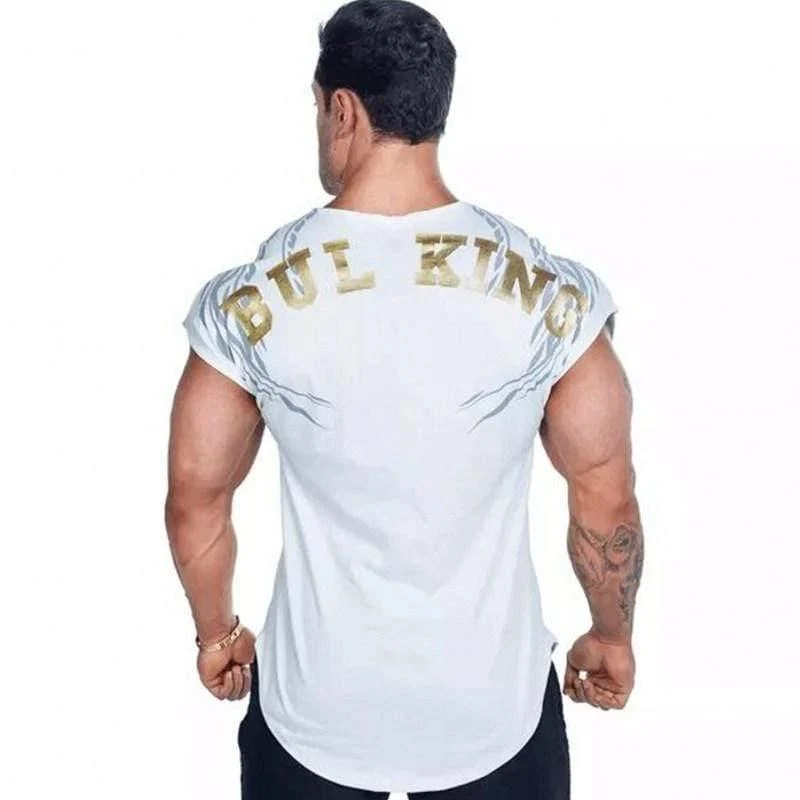 Herren Casual Fashion Printed Slim T-Shirt Turnhallen Fitness Bodybuilding Kurzarm Baumwolle T-Shirt T-Shirts Tops Männliche Trainingskleidung