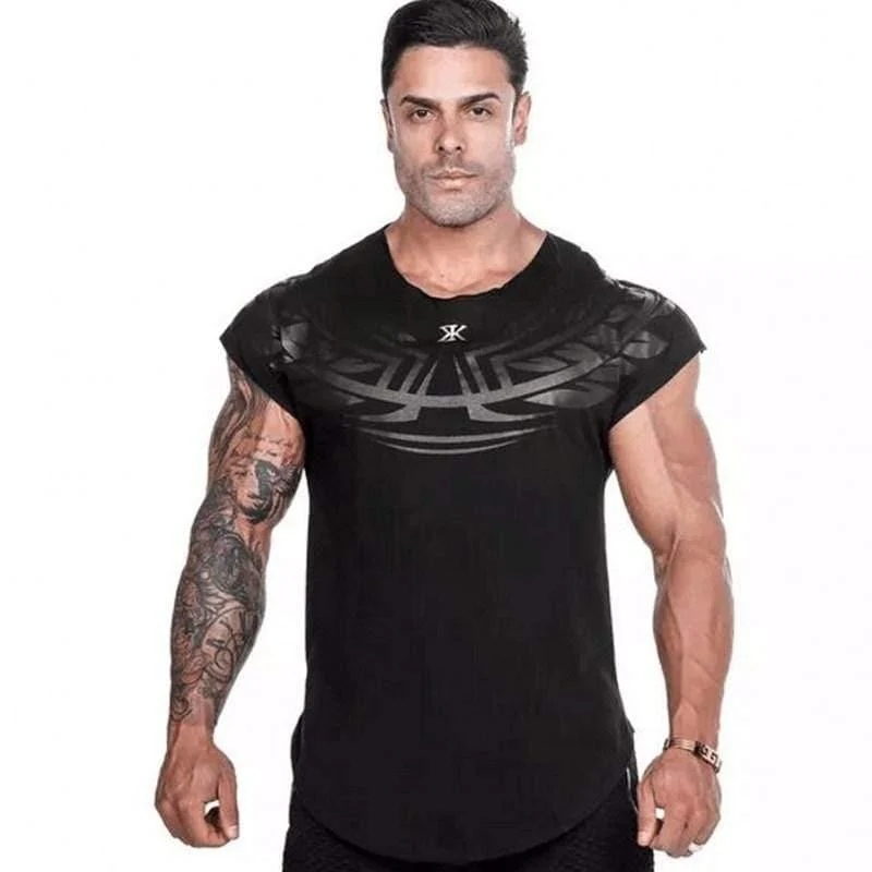 Herren Casual Fashion Printed Slim T-Shirt Turnhallen Fitness Bodybuilding Kurzarm Baumwolle T-Shirt T-Shirts Tops Männliche Trainingskleidung