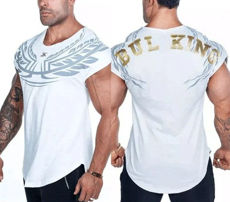 Herren Casual Fashion Printed Slim T-Shirt Turnhallen Fitness Bodybuilding Kurzarm Baumwolle T-Shirt T-Shirts Tops Männliche Trainingskleidung