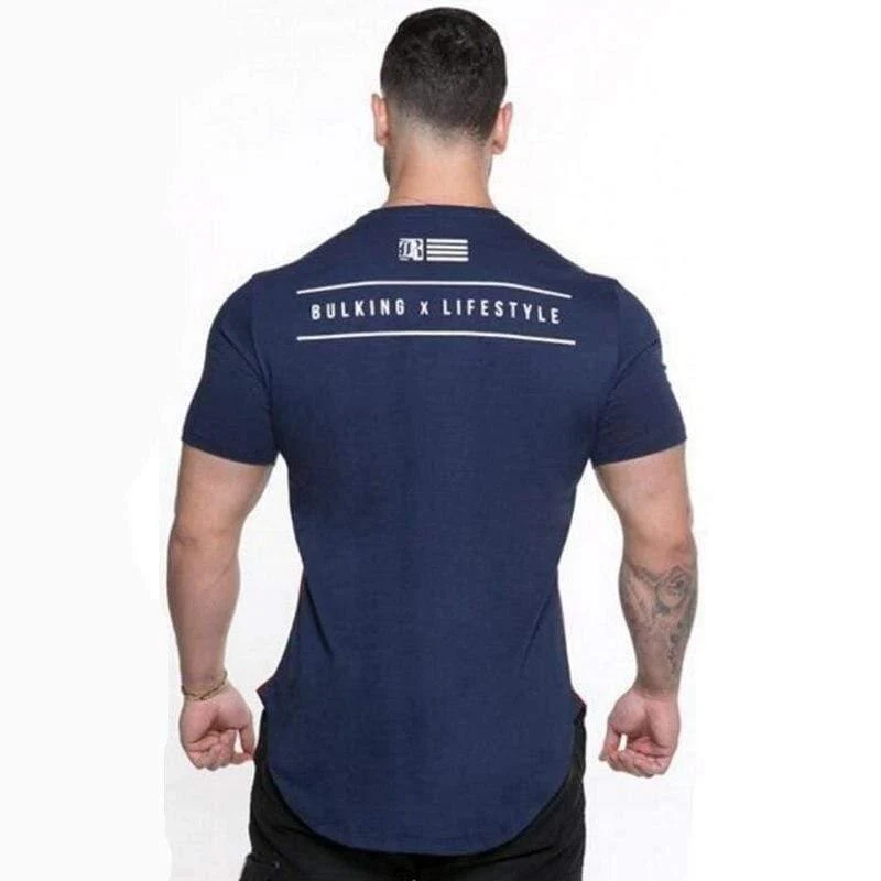 Männer Sommer Turnhallen Fitness Workout Bodybuilding T-Shirt Kurzarm Baumwolle T-Shirt Männlich Casual Fashion Patchwork T-Shirts Kleidung