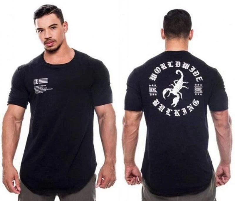 Männer Sommer Turnhallen Fitness Workout Bodybuilding T-Shirt Kurzarm Baumwolle T-Shirt Männlich Casual Fashion Patchwork T-Shirts Kleidung