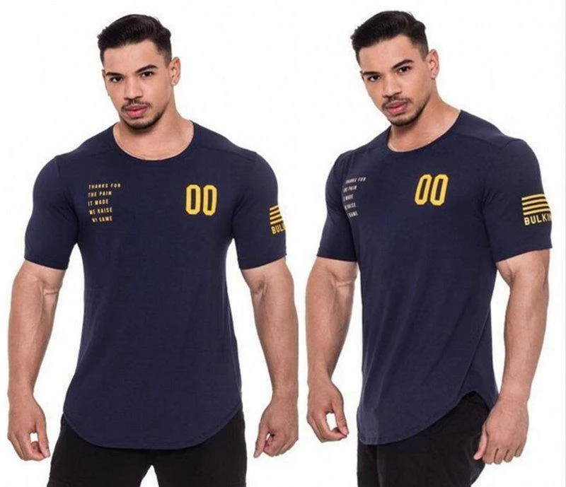 Männer Sommer Turnhallen Fitness Workout Bodybuilding T-Shirt Kurzarm Baumwolle T-Shirt Männlich Casual Fashion Patchwork T-Shirts Kleidung