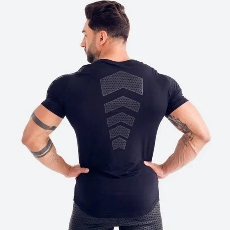 Männer Fitness Bodybuilding Skinny T-Shirt Kurzarm Komprimierung Quick Dry Shirts Männlich Sommer Turnhallen Workout Tee Tops Kleidung