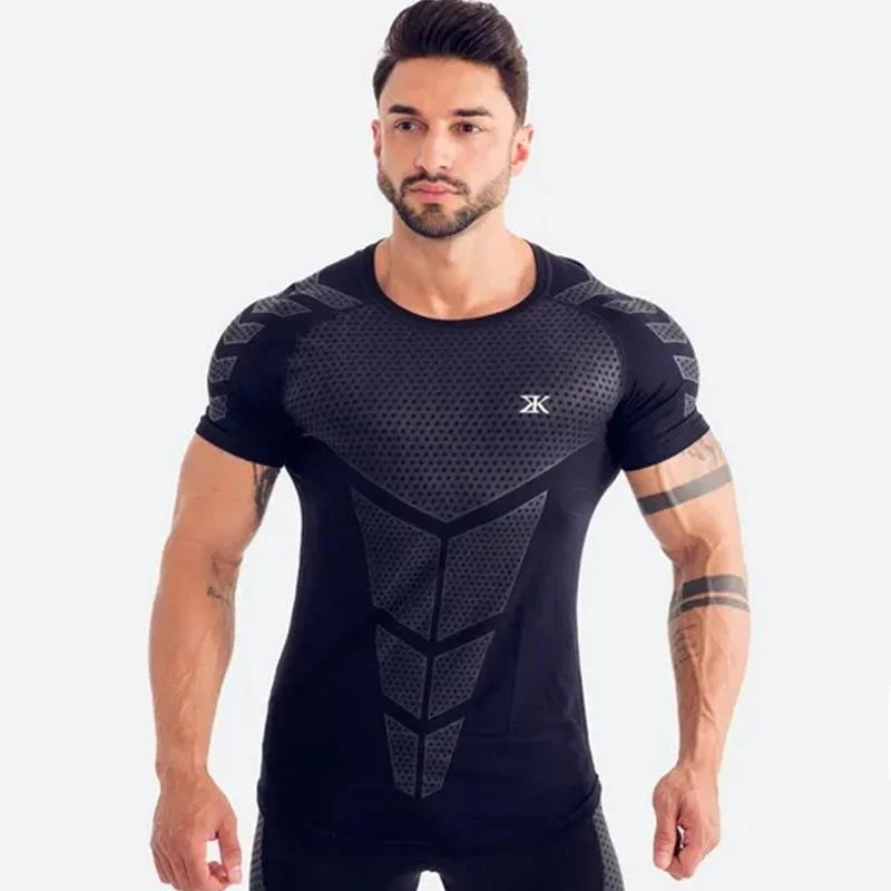 Männer Fitness Bodybuilding Skinny T-Shirt Kurzarm Komprimierung Quick Dry Shirts Männlich Sommer Turnhallen Workout Tee Tops Kleidung
