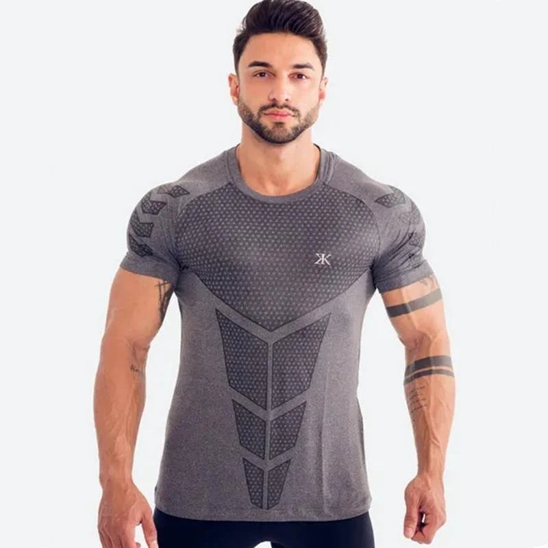 Männer Fitness Bodybuilding Skinny T-Shirt Kurzarm Komprimierung Quick Dry Shirts Männlich Sommer Turnhallen Workout Tee Tops Kleidung