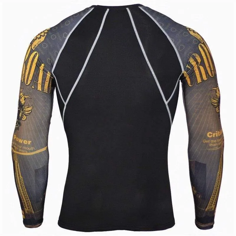 Männer Langarm T-Shirt Mann Kompression Polyester Skinny Skull Print T-Shirt Männliche Turnhallen Fitness Workout Jogger T-Shirts Tops Kleidung