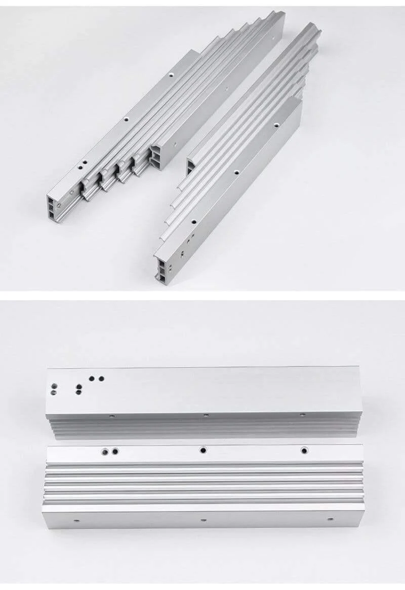 Verdecktes Klapptisch-Führungsschienenscharnier, Aluminium-Teleskop-Schranktischschiene, flach zusammenklappbare Möbelbeschläge