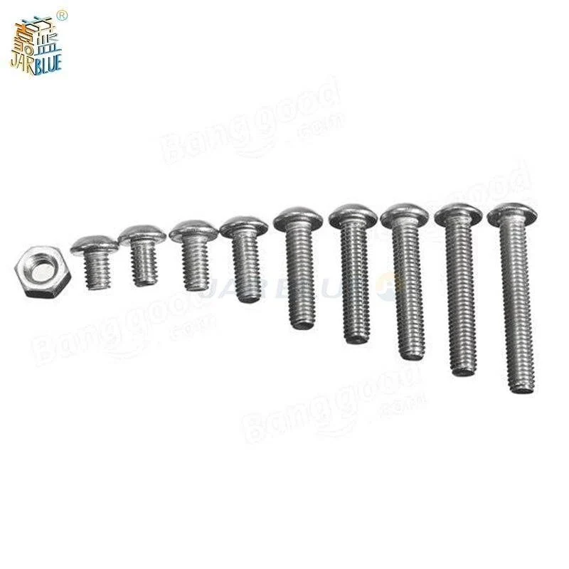 340 Stück M3 * 5-20 mm Edelstahl-Innensechskant-Kopfschrauben Inbusschrauben-Muttersortiment