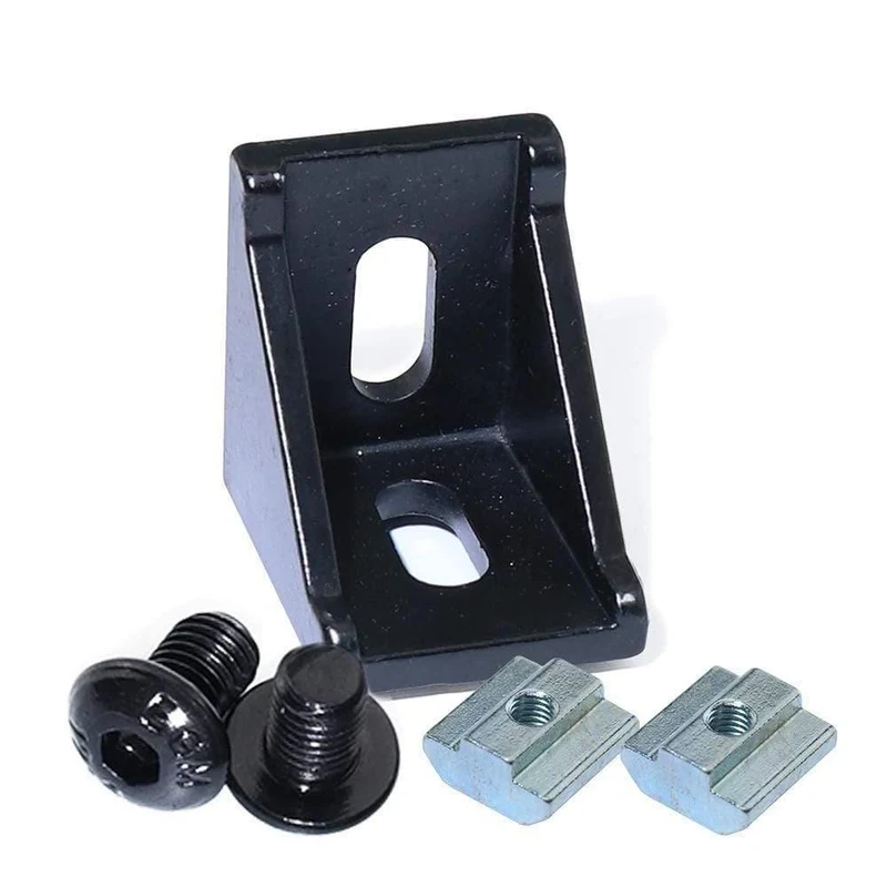 4/10 Sätze 2-Loch 2020 Eckhalterung rechtwinklig 20Series Aluminiumhalterungen mit Schraubenmuttern für Extrusionsprofil mit Schlitz 6mm