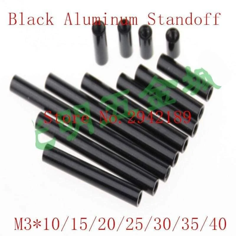 10 Stück / Los M3 Aluminium Spacer M3 * 5/6/8/10/12/15/20/25/30/35/37/40/45/50 Schwarz eloxiertes Aluminium Round Standoff Spacer Lange Mutter