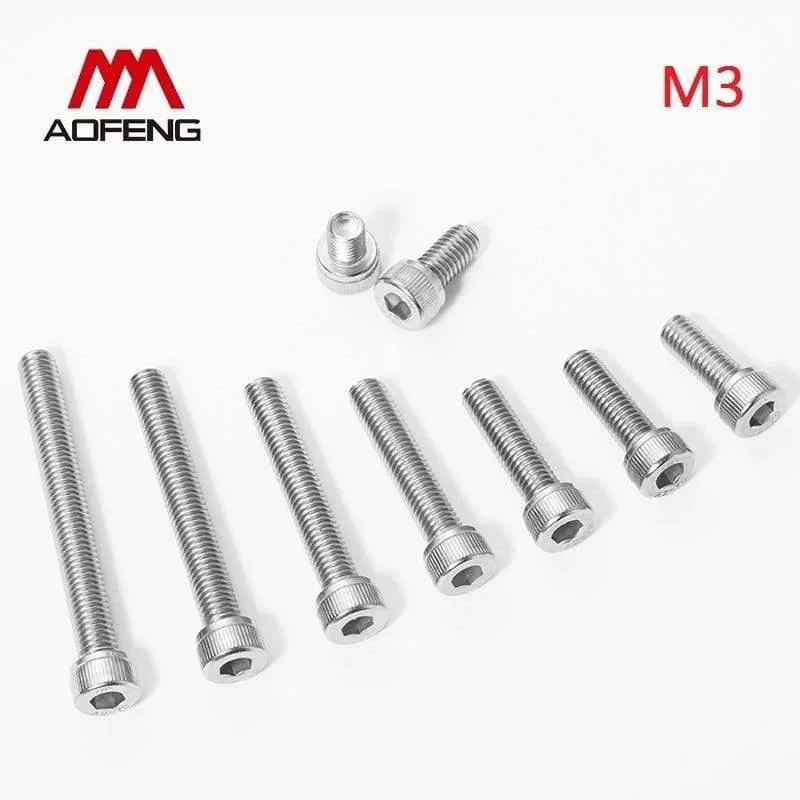 M3-Schraube 304 Edelstahl-Innensechskantschraube M3 * 5 6 8 10 12 22 25 30 35 40 45-mm-Innensechskantschraube M3 Mutter und Unterlegscheiben