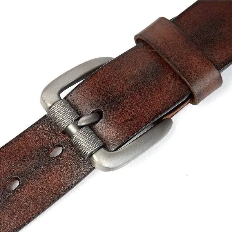 Mode Herren Gürtel Top Naturleder Robuste Schnalle Herren Vintage Gürtel Geeignet Für Jeans Freizeithose Kummerbund