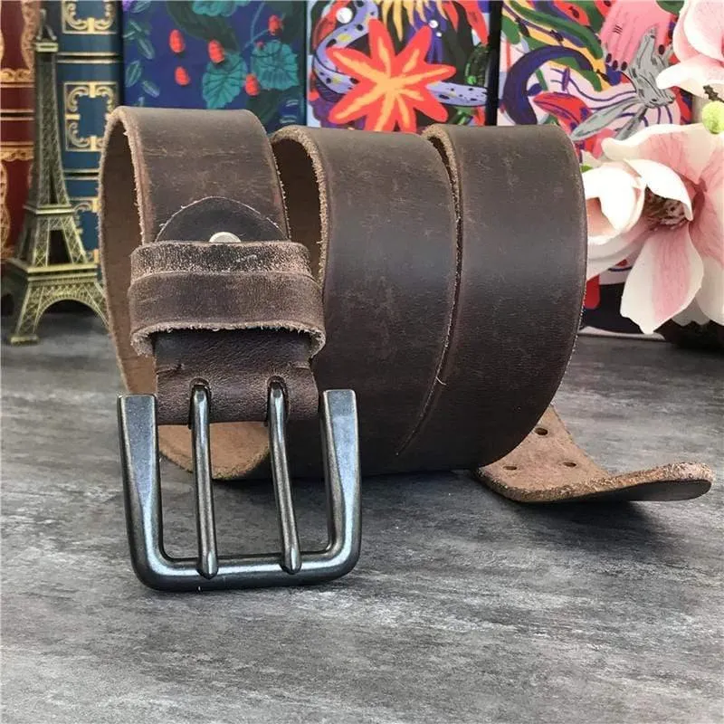 Breiter 4.2CM Luxus Dicker Echtleder Herrengürtel Doppelschnallengürtel Ceinture Ledergürtel Herren Jeans Hosengürtel