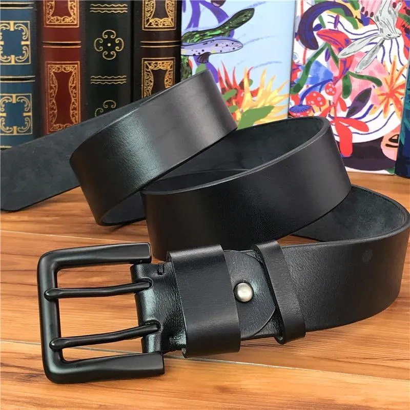 Breiter 4.2CM Luxus Dicker Echtleder Herrengürtel Doppelschnallengürtel Ceinture Ledergürtel Herren Jeans Hosengürtel
