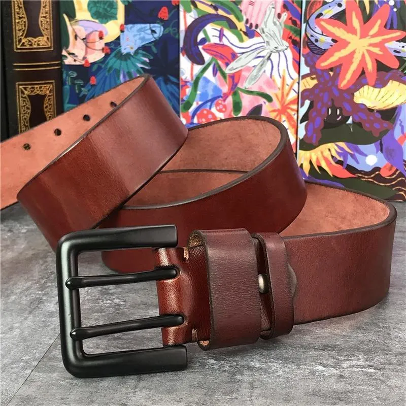 Breiter 4.2CM Luxus Dicker Echtleder Herrengürtel Doppelschnallengürtel Ceinture Ledergürtel Herren Jeans Hosengürtel