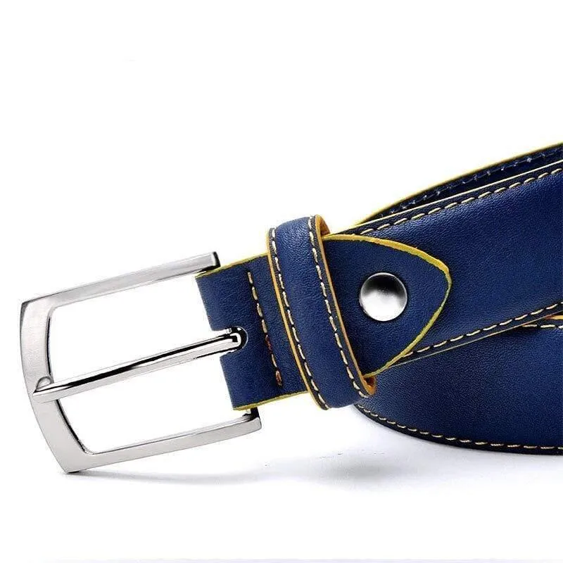 Herrengürtel Fabrik Direktgürtel Großhandelspreis Neuer Modedesignergürtel Hochwertiger Echtledergürtel für Männer Blau Schwarz