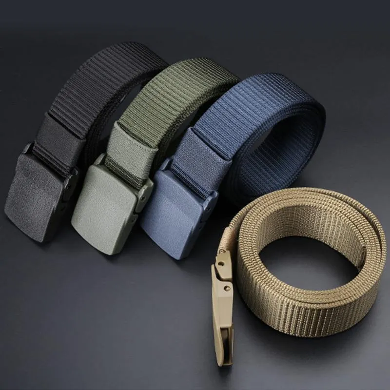 Gürtel lange Kunststoff Schnalle Taille Gurtband Leinwand breite militärische Ausbildung Nylon taktische Gürtel für Männer Jeans ohne Metall