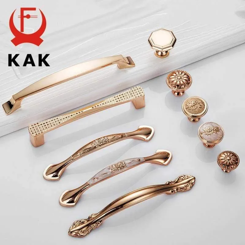 Champagner Gold Türgriffe Zink Legierung Schrank Griff Schublade Knöpfe Europäische Garderobe zieht Küchengriff Möbel Hardware