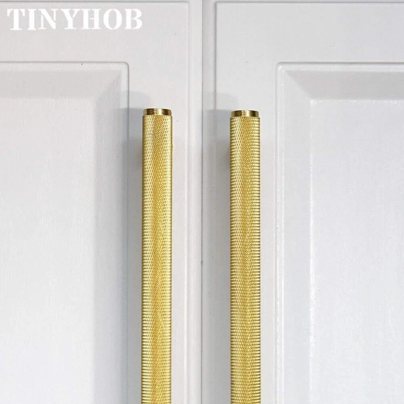Gold gerändelt / strukturiert einfache Küchenschrank Knöpfe und Griffe Schublade zieht Schlafzimmer Knöpfe Messing T Bar Schrank Hardware