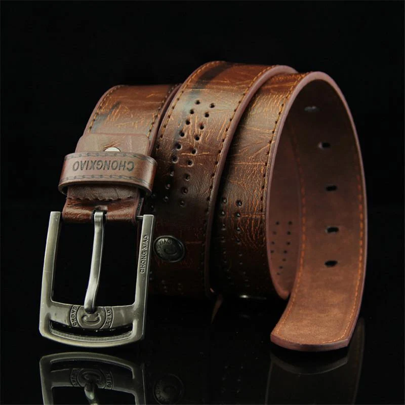Herren Denim Casual Belt Hohlniete Punk Style Breiter Gürtel Für New Fashion Strap Männlich Hochwertige Jeans PU Ledergürtel