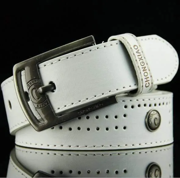 Herren Denim Casual Belt Hohlniete Punk Style Breiter Gürtel Für New Fashion Strap Männlich Hochwertige Jeans PU Ledergürtel