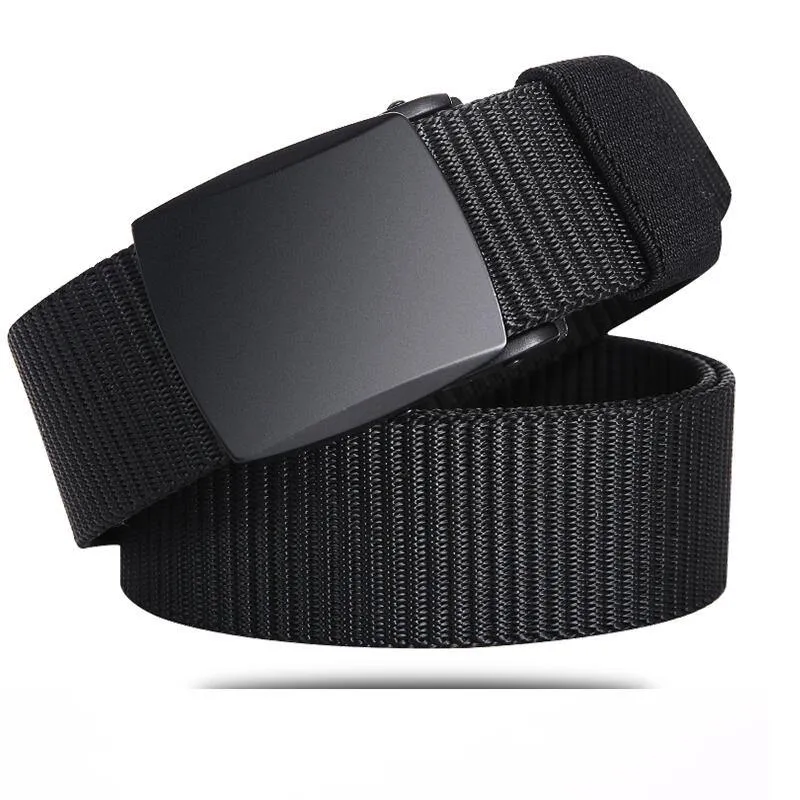 Mode Männlich Schwarz Nylon Gürtel Outdoor Metall Automatische Schnalle Canvas Gürtel Casual Pants Cool Wild Luxus Taille Gürtel