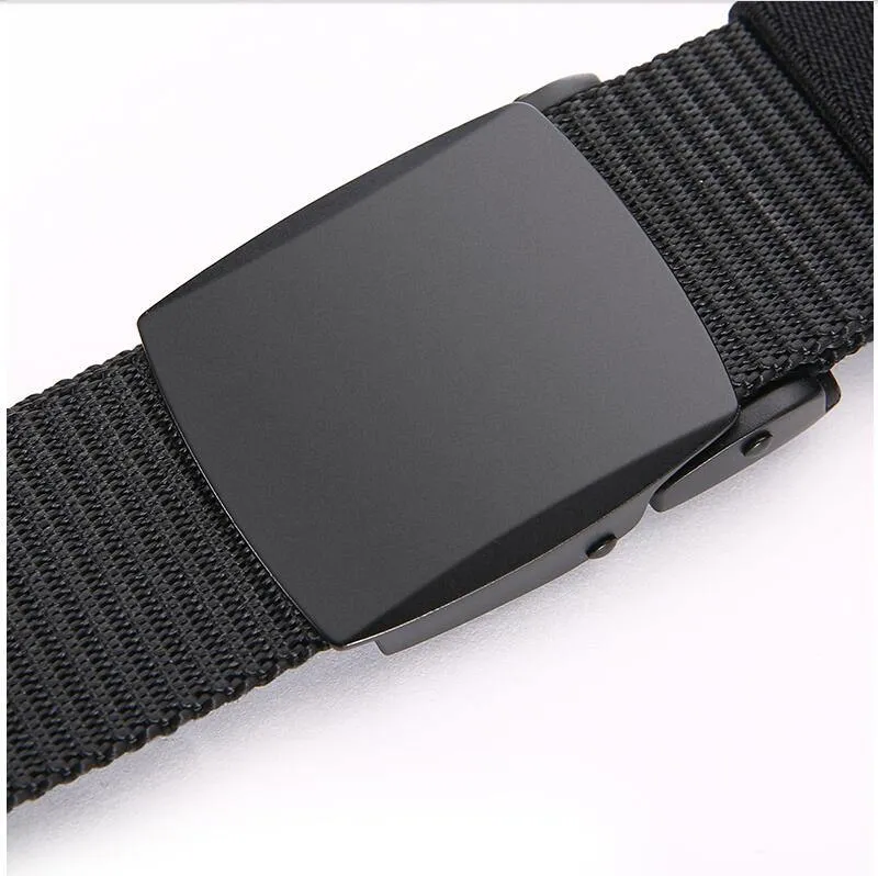 Mode Männlich Schwarz Nylon Gürtel Outdoor Metall Automatische Schnalle Canvas Gürtel Casual Pants Cool Wild Luxus Taille Gürtel
