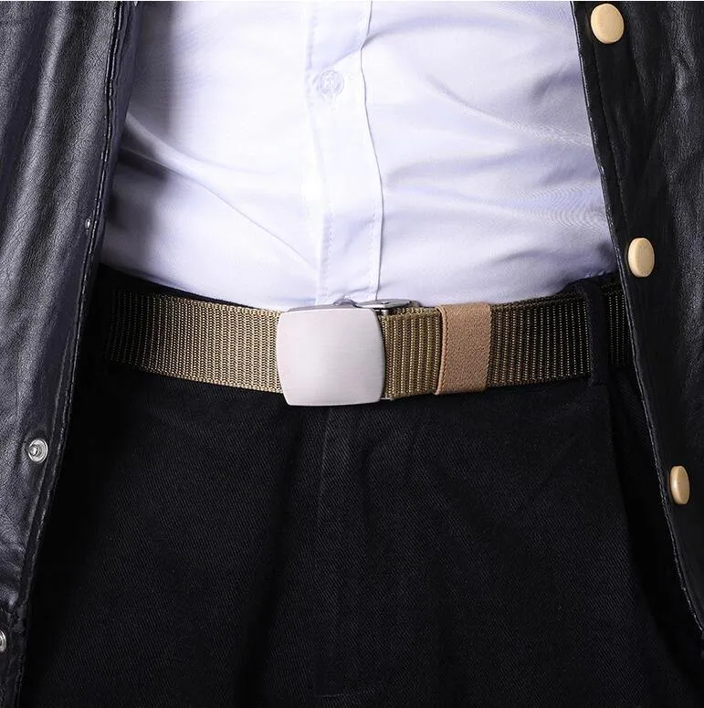 Mode Männlich Schwarz Nylon Gürtel Outdoor Metall Automatische Schnalle Canvas Gürtel Casual Pants Cool Wild Luxus Taille Gürtel