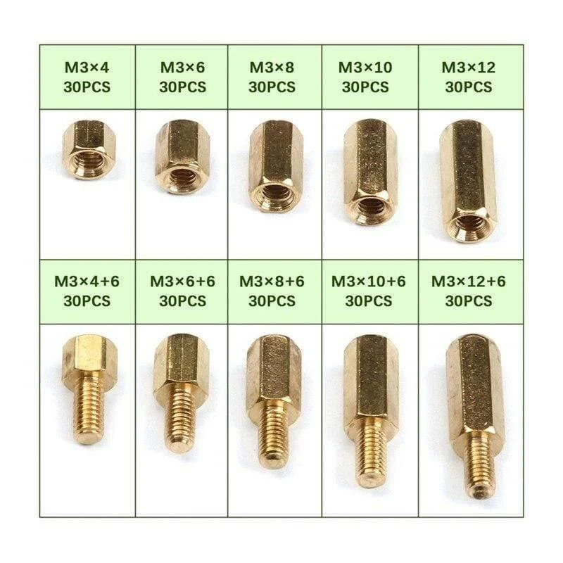 300 PCS M2/M3/M4 Hex Messing Kupfer Säule Stand Off Hex Spalte Spacer Schraube Mutter Verschluss Werkzeug set Für Maschine Automobil Kit
