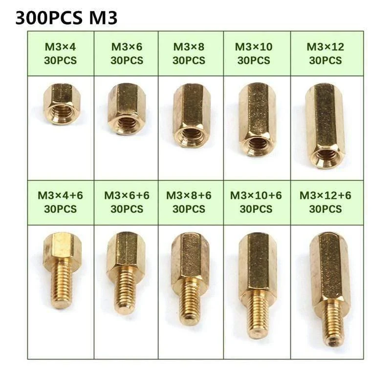 300 PCS M2/M3/M4 Hex Messing Kupfer Säule Stand Off Hex Spalte Spacer Schraube Mutter Verschluss Werkzeug set Für Maschine Automobil Kit