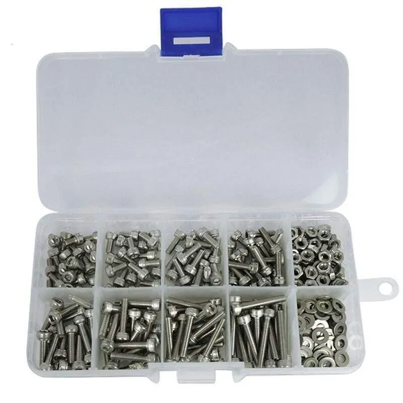 Edelstahl-Sechskant-Innensechskantschrauben Set Knopfkopf-Kopfschrauben Fahrrad-Sechskant-Sortiment Schraubensatz Schrauben und Muttern Inbusschraubensatz