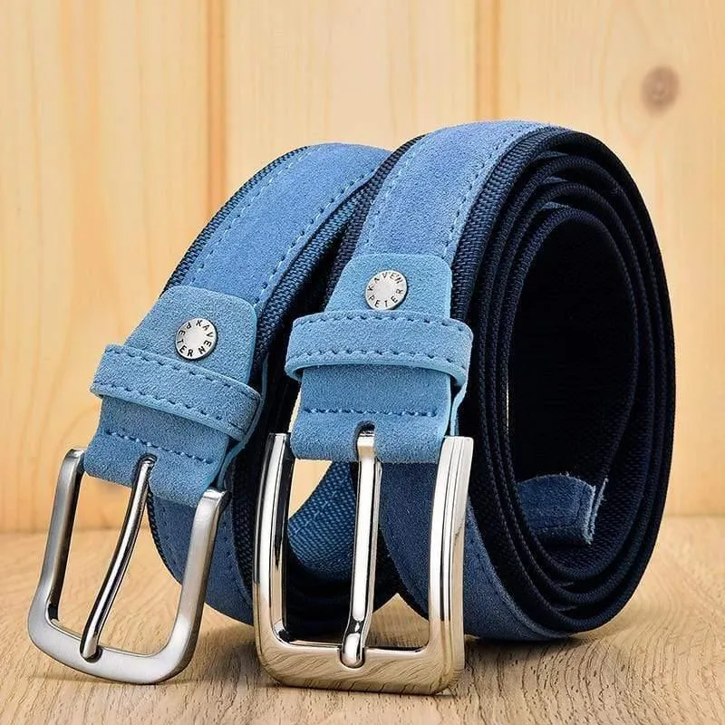 Herrengürtel aus Oxford-Gewebe und Wildleder, hochwertiges echtes Leder, luxuriöse Dornschließe für Herren, 3.5 cm und 3.8 cm Breite