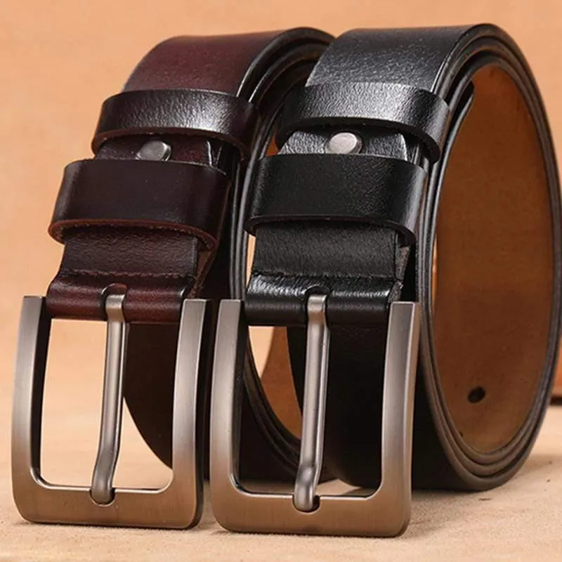 150 170cm Genuine Leder Herren Freizeitgürtel Retro Pin Schnalle Gute Qualität Große männliche Gürtel Luxus Designer Gürtel Herren Geschenke
