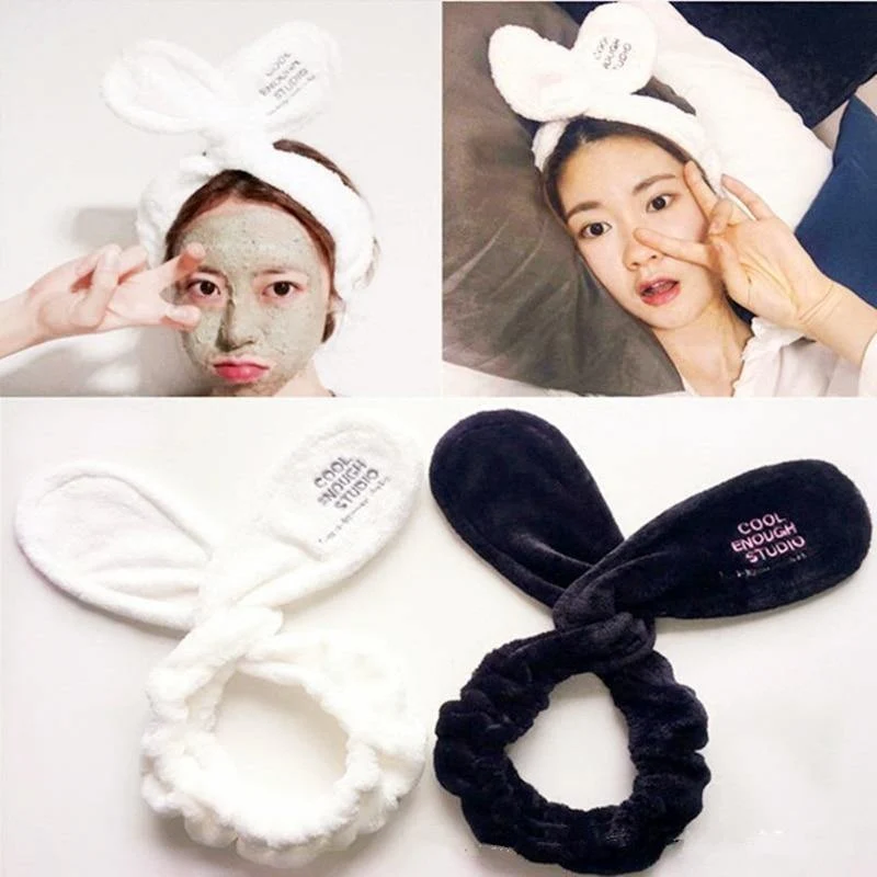 TwistTurban Kopfbedeckung Samt Kaninchen Ohren Stirnband Weiches Handtuch Haarband Wickel Stirnband Für Bad Spa Make Up Frauen Mädchen Accessoires