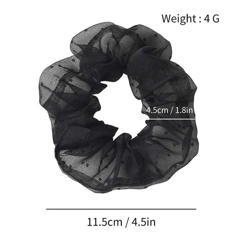 Organza Small Dot Haarring Scrunchie Süße elastische Gummiband Haargummiband für Frauen Mädchen Haarschmuck Mode Kopfbedeckung