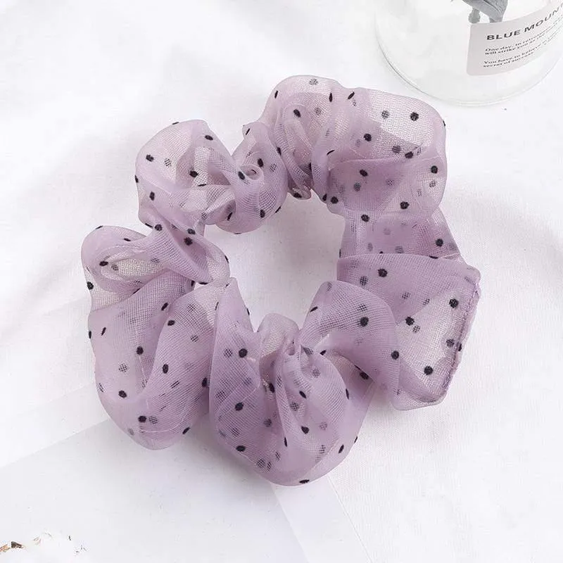 Organza Small Dot Haarring Scrunchie Süße elastische Gummiband Haargummiband für Frauen Mädchen Haarschmuck Mode Kopfbedeckung