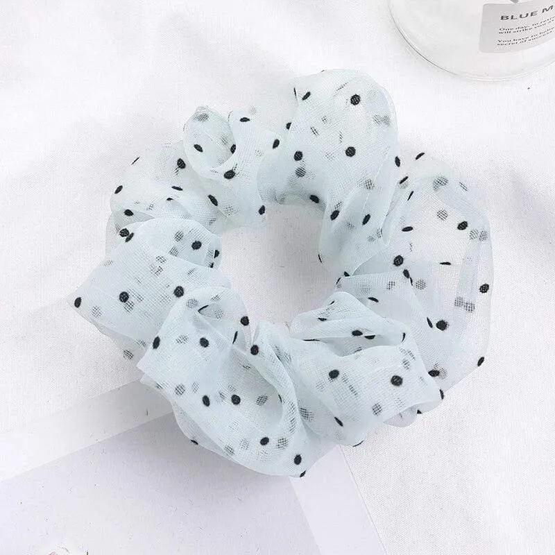 Organza Small Dot Haarring Scrunchie Süße elastische Gummiband Haargummiband für Frauen Mädchen Haarschmuck Mode Kopfbedeckung