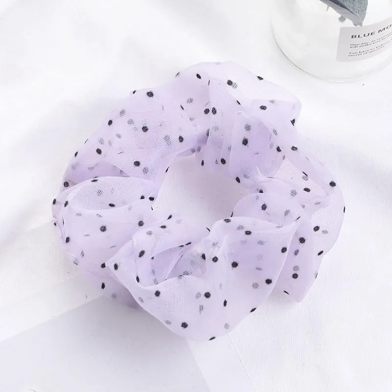 Organza Small Dot Haarring Scrunchie Süße elastische Gummiband Haargummiband für Frauen Mädchen Haarschmuck Mode Kopfbedeckung