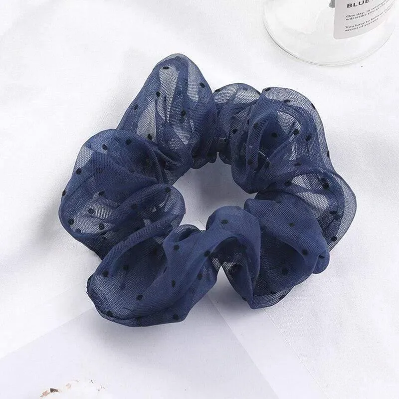 Organza Small Dot Haarring Scrunchie Süße elastische Gummiband Haargummiband für Frauen Mädchen Haarschmuck Mode Kopfbedeckung