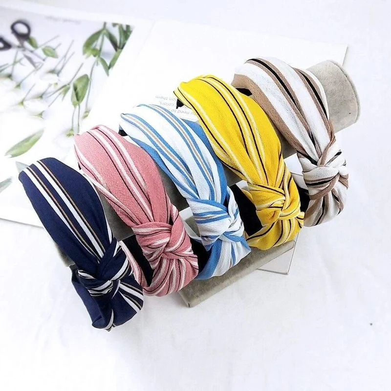 Mode Stoff geknotet Stirnband festes weiches HaarBand einfache reine Farbe Vintage Haarbügel für Frauen Mädchen Haarschmuck