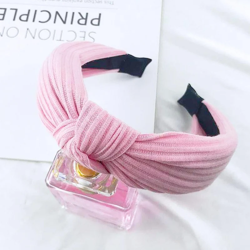 Mode Stoff geknotet Stirnband festes weiches HaarBand einfache reine Farbe Vintage Haarbügel für Frauen Mädchen Haarschmuck