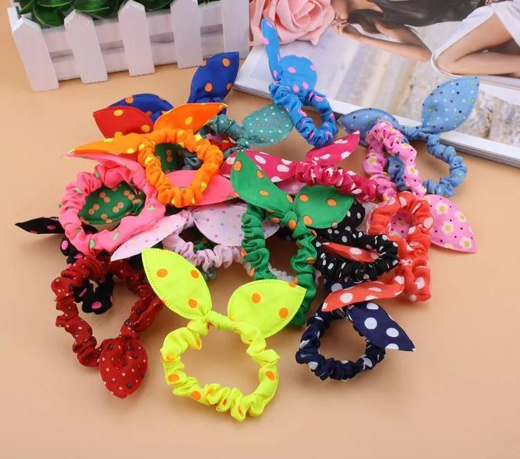 5 Stück Haarbänder für Mädchen, gepunktet, Hasenohren, Schleife, Haarband, Haargummis, Pferdeschwanzhalter, Haargummi, Haarschmuck für Damen (zufällige Farbe)