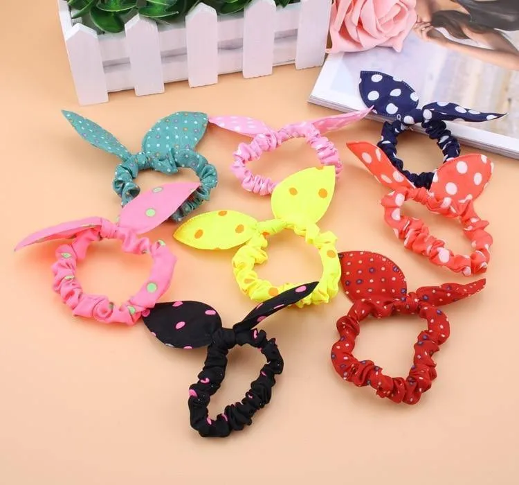 5 Stück Haarbänder für Mädchen, gepunktet, Hasenohren, Schleife, Haarband, Haargummis, Pferdeschwanzhalter, Haargummi, Haarschmuck für Damen (zufällige Farbe)