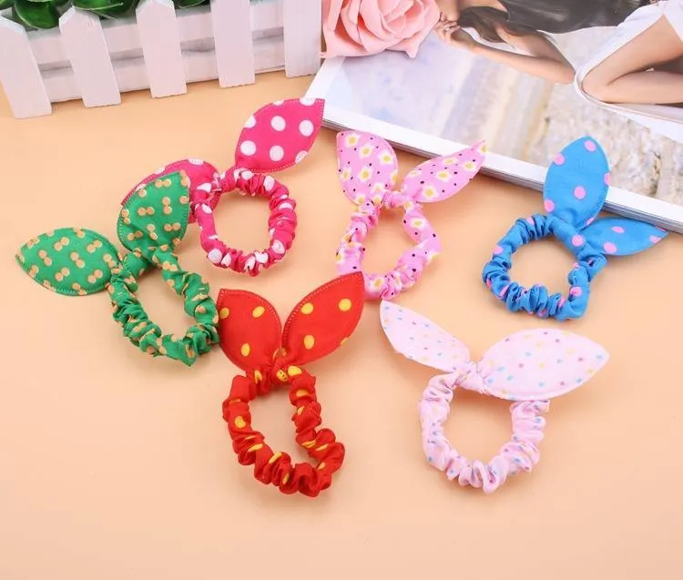 5 Stück Haarbänder für Mädchen, gepunktet, Hasenohren, Schleife, Haarband, Haargummis, Pferdeschwanzhalter, Haargummi, Haarschmuck für Damen (zufällige Farbe)