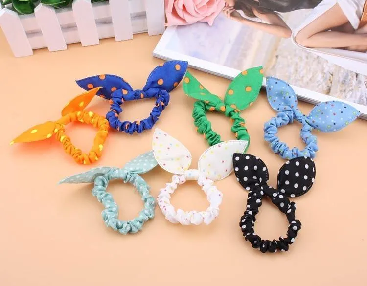 5 Stück Haarbänder für Mädchen, gepunktet, Hasenohren, Schleife, Haarband, Haargummis, Pferdeschwanzhalter, Haargummi, Haarschmuck für Damen (zufällige Farbe)