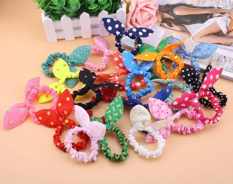 5 Stück Haarbänder für Mädchen, gepunktet, Hasenohren, Schleife, Haarband, Haargummis, Pferdeschwanzhalter, Haargummi, Haarschmuck für Damen (zufällige Farbe)