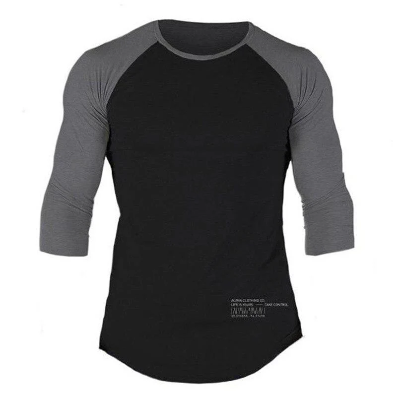 Mens Fitness Bodybuilding Baumwolle Tight T-Shirt Turnhallen Workout Skinny Patchwork T-Shirt Männlich Casual Jogger T-Shirts Markenkleidung